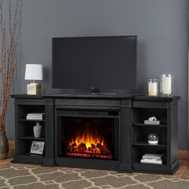 Eliot 81" Black Wood Electric Fireplace TV Stand