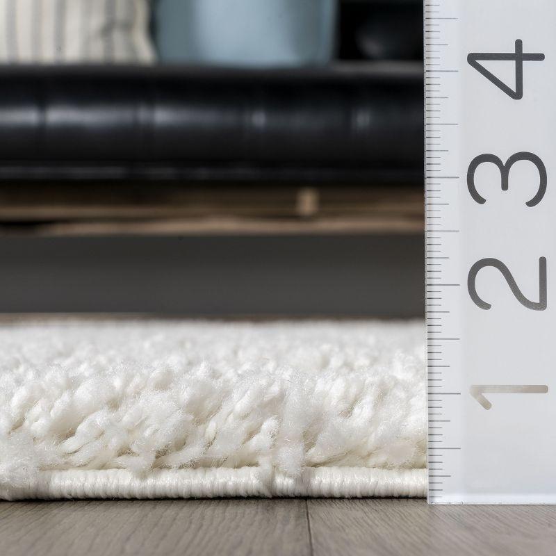 Nuloom Marleen Solid 8 Square Shag Indoor Area Rug for Living Room Bedroom Dining Room Nursery, Off White
