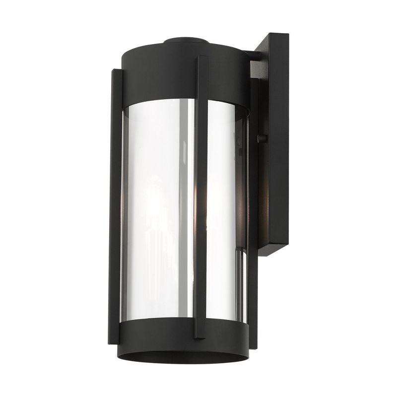 Lighting Lumens 7.5in 2 Light Outdoor Wall Lantern Pendant, Electrical Plated Smoke Glass Shade