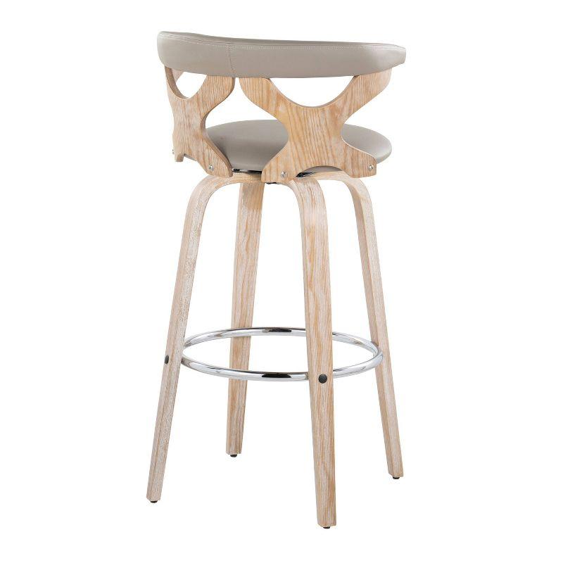 Set of 2 Gardenia Barstools White Wash/Light Gray PU: LumiSource, Fixed-Height, Swivel, Contemporary Design