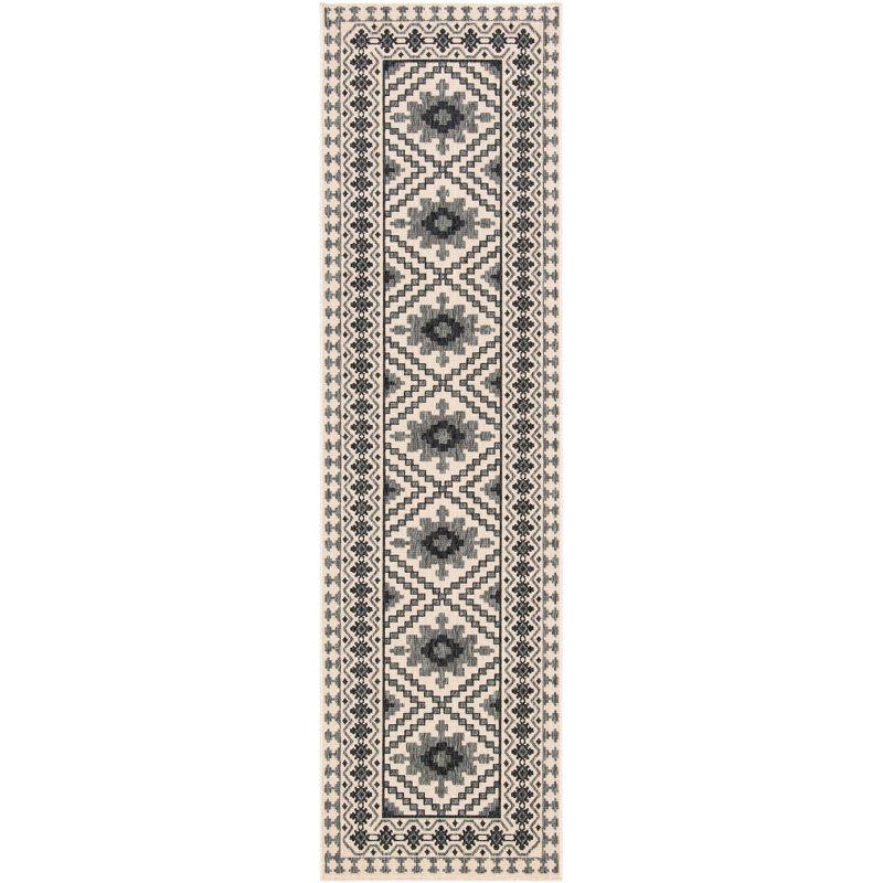 Veranda VER099 Power Loomed Indoor/Outdoor Runner Rug - Ivory/Slate - 2'3"x10' - Safavieh
