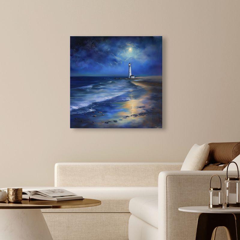 Art Remedy Lighthouse At Night Coastal Wall Art by Art Remedy