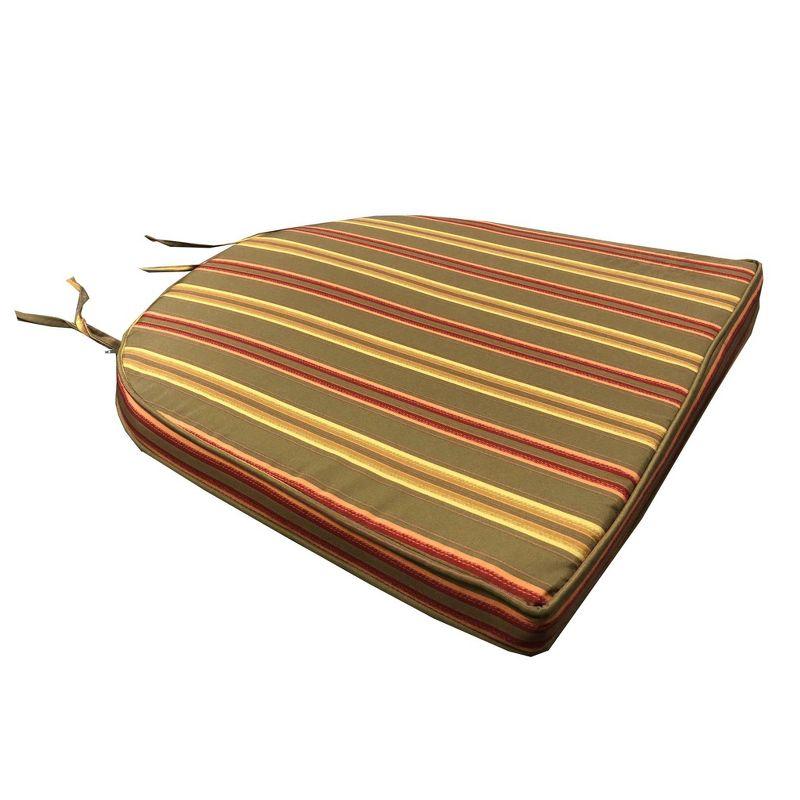 Green and Red Striped Outdoor Patio Chair Cushion