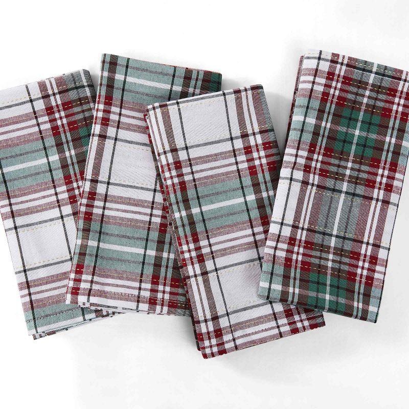 Holiday Plaid Red and Green Cotton Napkin Set