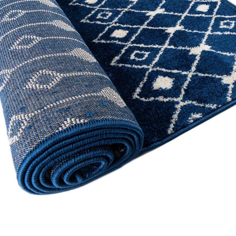 Unique Loom 2' 0 x 7' 0  Alaoui Geometric Trellis Navy and Teal Runner Rug