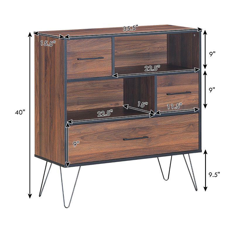 Tangkula Multipurpose Sideboard Storage Cabinet Unit w/Metal Leg &Drawer Walnut