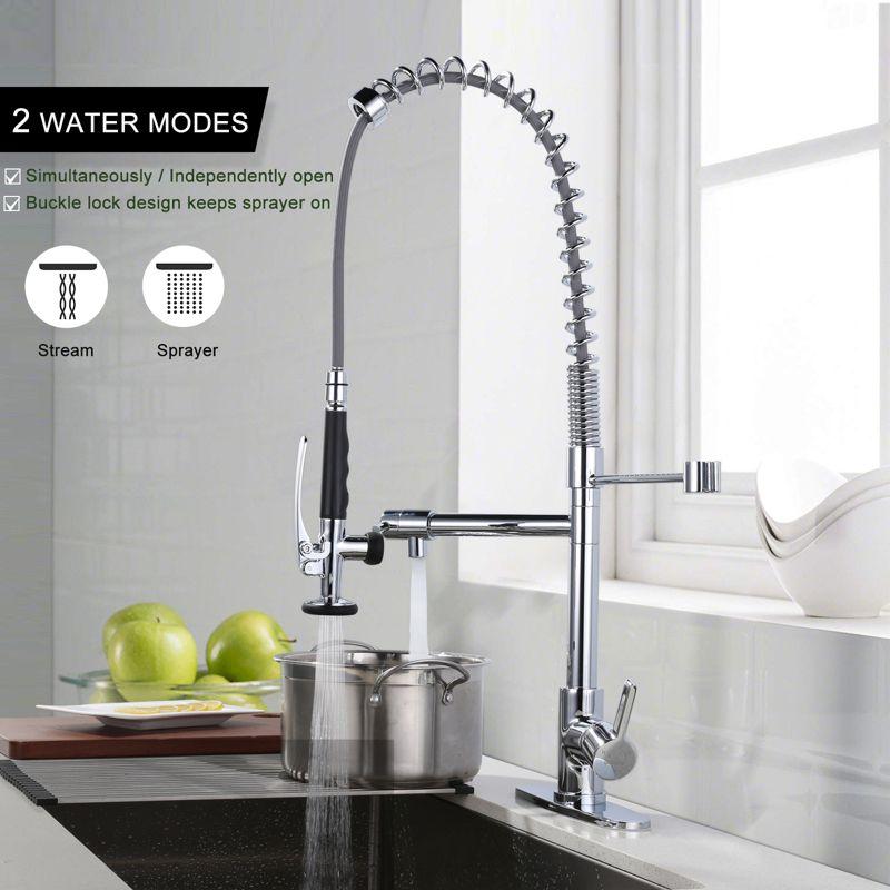 WOWOW Commercial Single-Handle Pull Down Sprayer Kitchen Faucet in Chrome