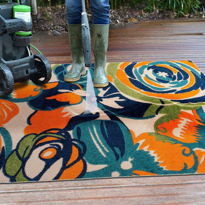 World Rug Gallery Modern Floral Indoor/Outdoor Area Rug - Multi 5' x 7'