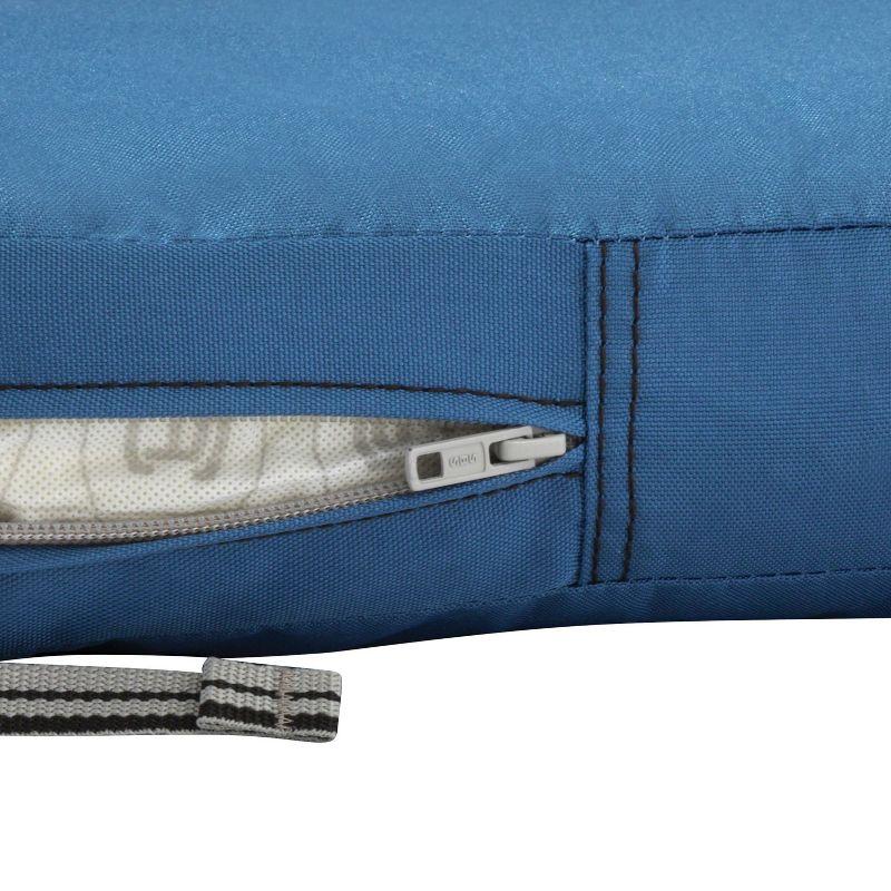 19" x 19" x 3" Ravenna Water-Resistant Patio Seat Cushion Empire Blue - Classic Accessories: Removable Polyester Cover, Zippered