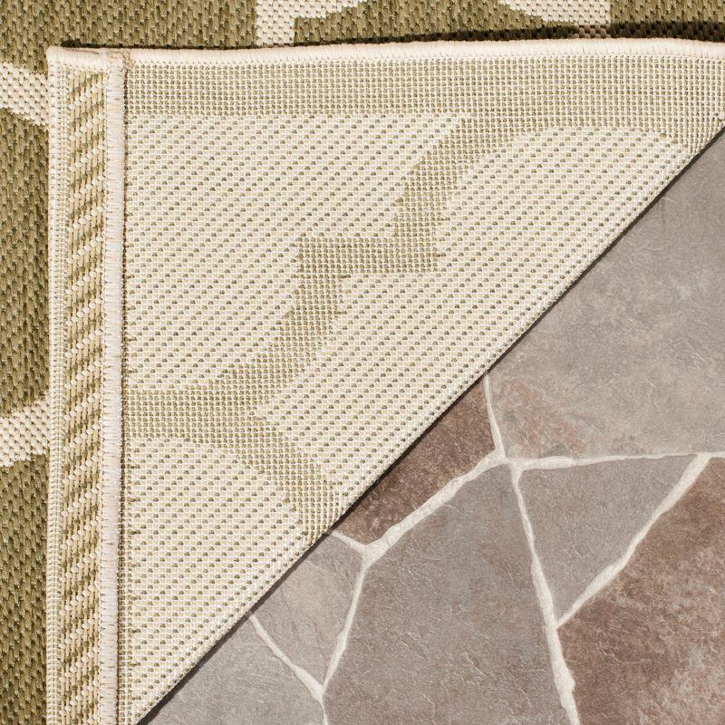 Black and Beige Synthetic Stain-Resistant Indoor/Outdoor Rug