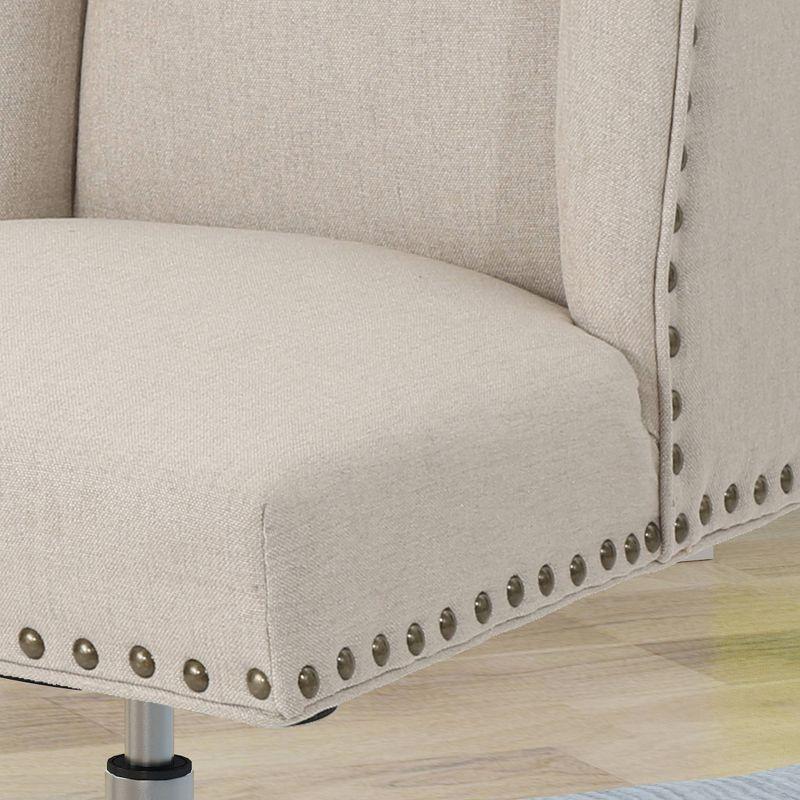 Chiara Home Office Fabric Desk Chair Light Brown - Christopher Knight Home: Chrome Base, Gas Lift, Swivel Function