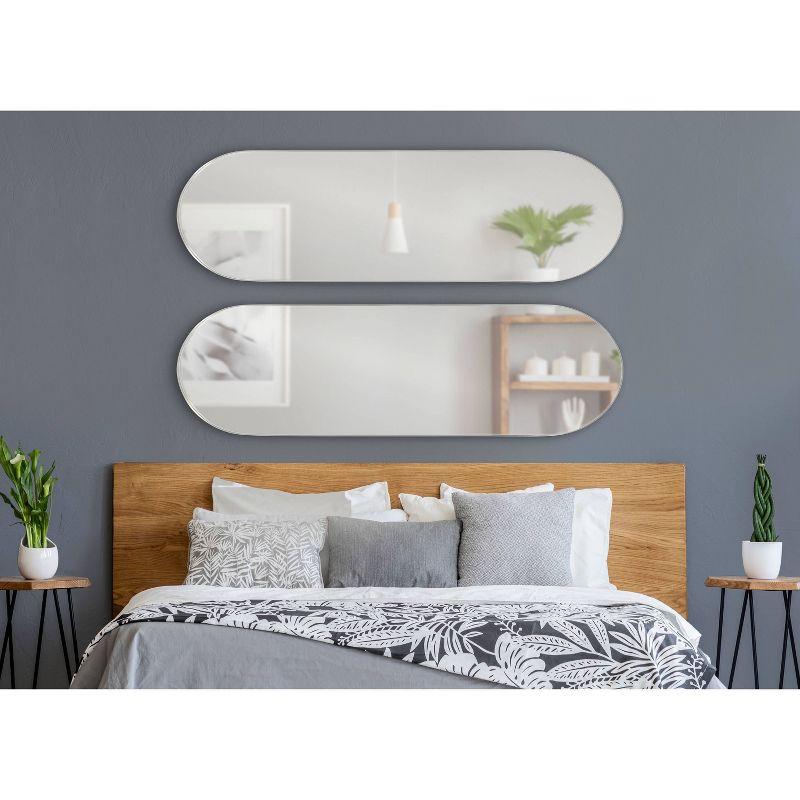 16"x48" Rollo Capsule Framed Decorative Wall Mirror Silver - Kate & Laurel All Things Decor: Full-Length, Oval, Metal Frame