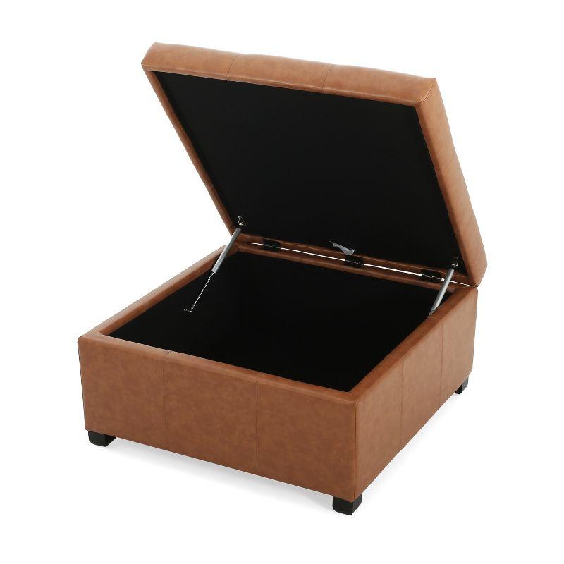 GDFStudio Carlsbad Contemporary Upholstered Tufted Storage Ottoman, Tan/PU