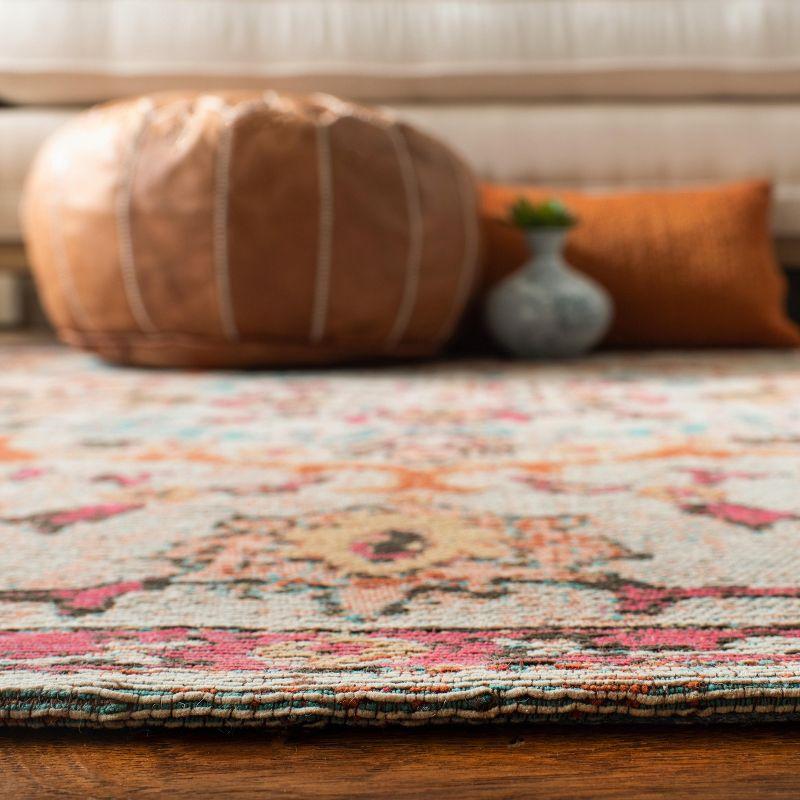 Vintage Charm Red & Beige Cotton Blend 6' x 9' Area Rug