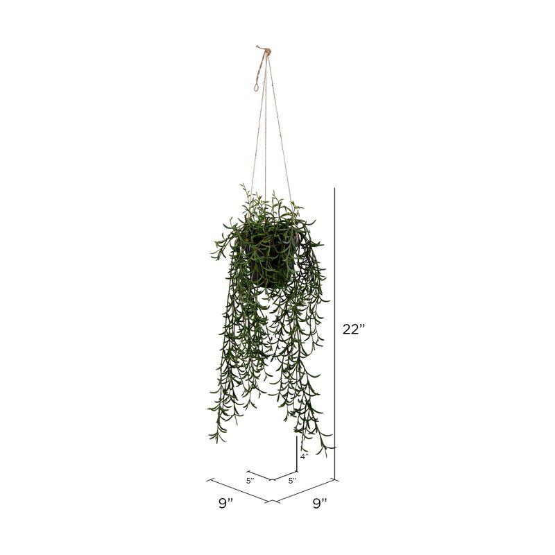 Vickerman 22" Artificial Green Plastic Grass, Hanging Pot.