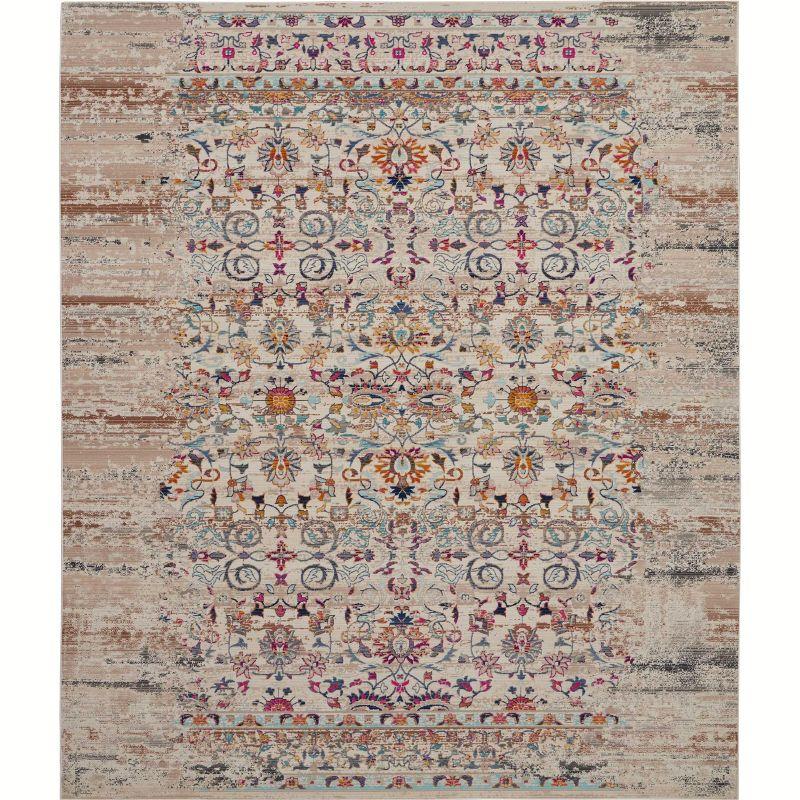 Nourison Vintage Kashan VKA02 Ivory/Light Blue/Orange Indoor Area Rug - 7'10 x 9'10