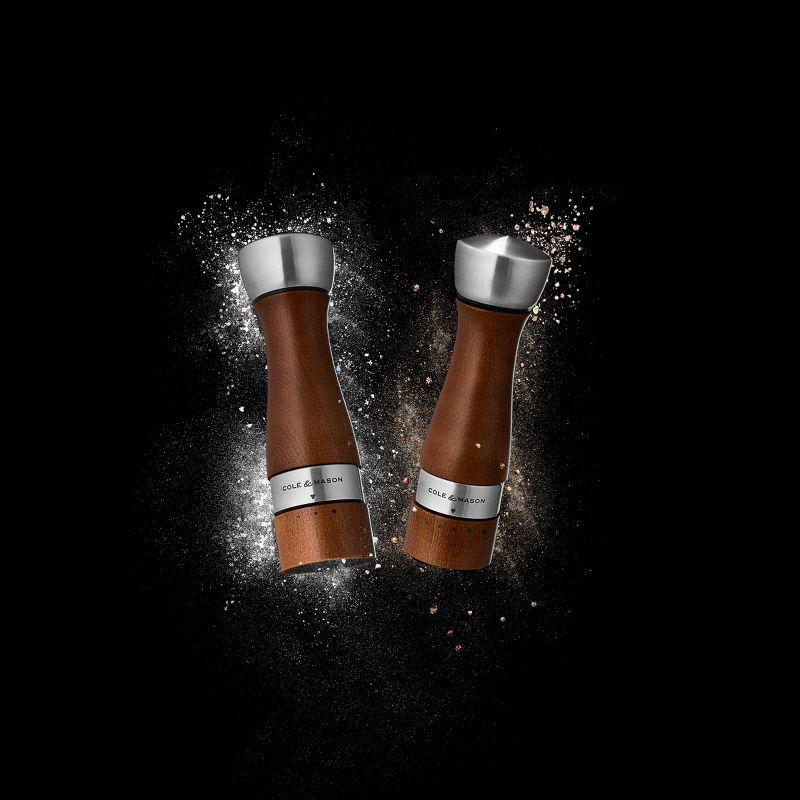 Oldbury Brown Beechwood and Steel Salt and Pepper Grinder Set