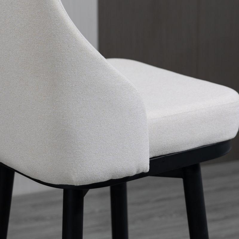 Cream White Swivel Barstools with Steel Legs and Footrest - Set of 2