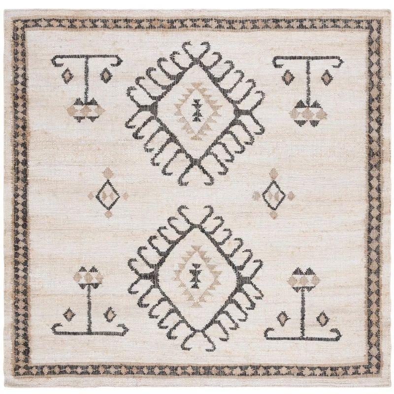 Kilim KLM762 Flat Weave Accent Rug - Ivory/Black - 3'x3' - Safavieh
