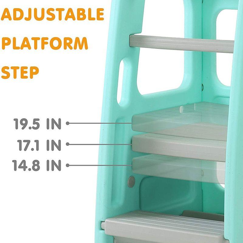 SDADI PLT01PK Children's Plastic Learning Step Stool with 3 Adjustable Heights