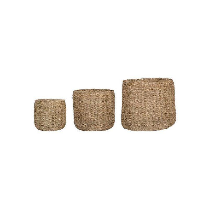 Round Seagrass Storage Baskets 20" Set of 3