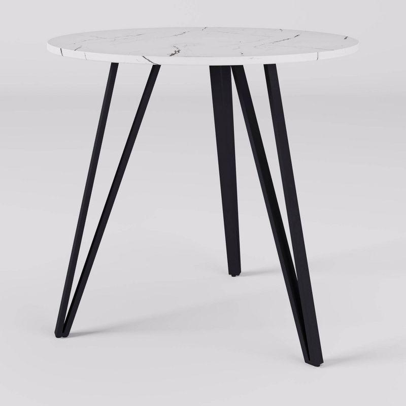 31" Ezra Small Round Dining Table Marble Finish White - CorLiving: Bistro Style, Seats 4