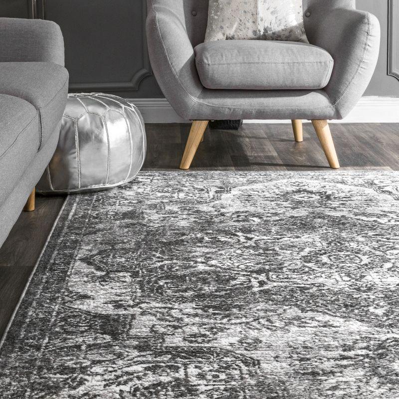 Elegance Redefined Gray Synthetic Medallion 3' x 5' Area Rug