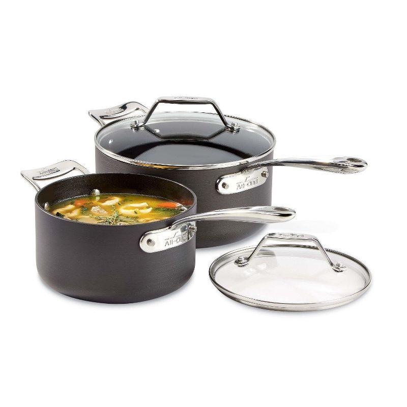 All-Clad Black Hard Anodized Nonstick Sauce Pan Set with Lids