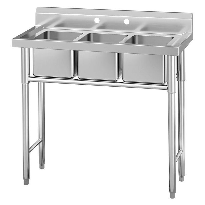 Stainless Steel 3-Compartment Commercial Utility Sink