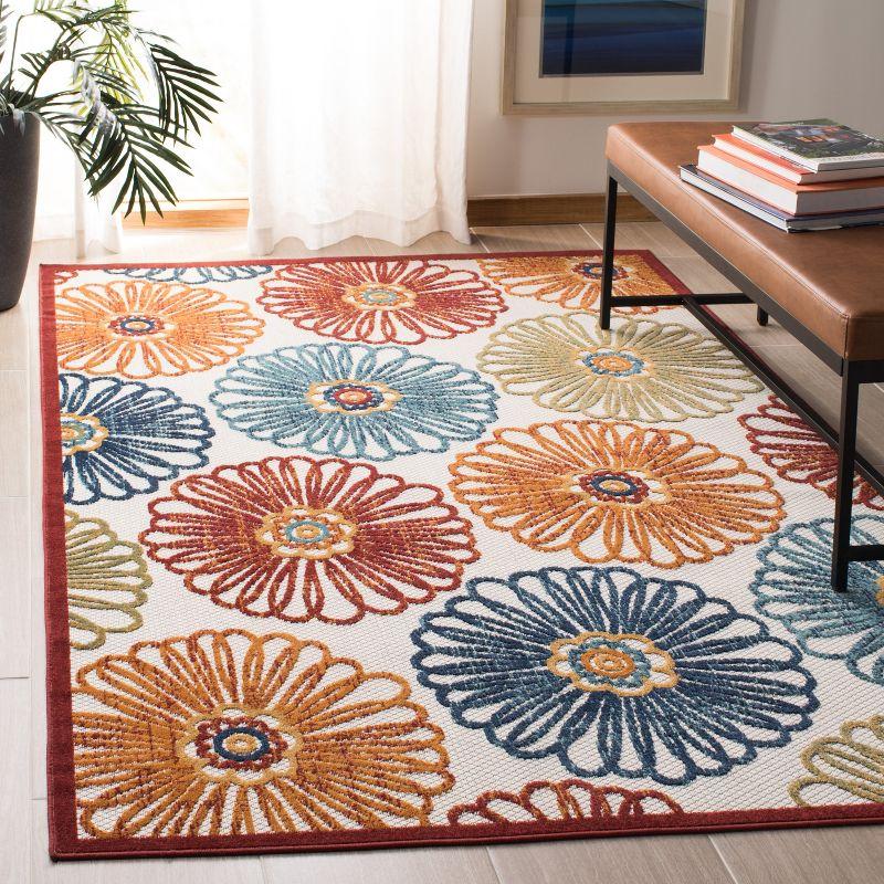 Cabana CBN801 Power Loomed Indoor/Outdoor Accent Rug - Creme/Red - 3'x5' - Safavieh
