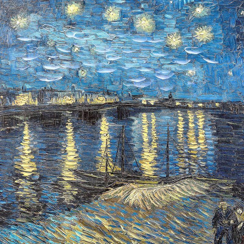 American Art Decor 31.75"x27.62" Ornate Framed Starry Night Over The Rhone Canvas Print by Vincent van Gogh: Impressionist Wall Decor