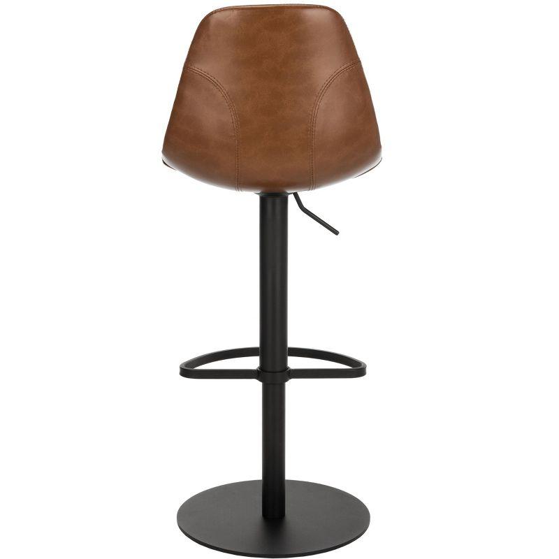 SAFAVIEH Sky Light Brown/Black High Back Tufted Bar Stool (17.25 in. W x 20 in. D x 33.5/43.5 in. H)