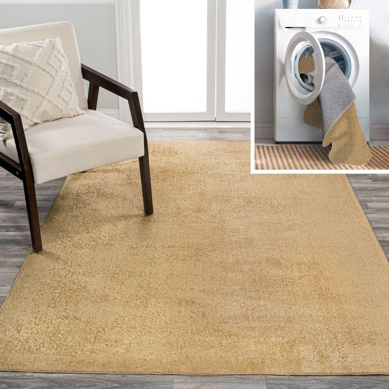 JONATHAN Y Twyla Classic Solid Low-Pile Machine-Washable Yellow 5 ft. x 8 ft. Area Rug
