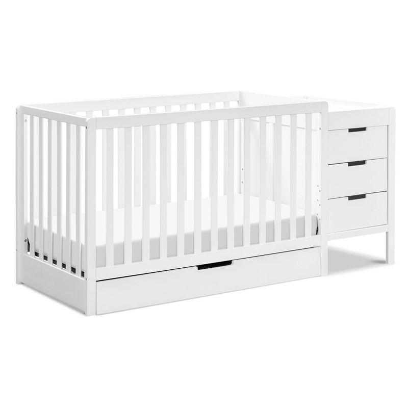 White Wood 4-in-1 Convertible Crib and Changer Combo