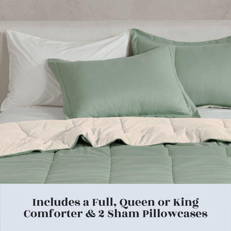 Full Sage and Sand Reversible Down Alternative Comforter Set