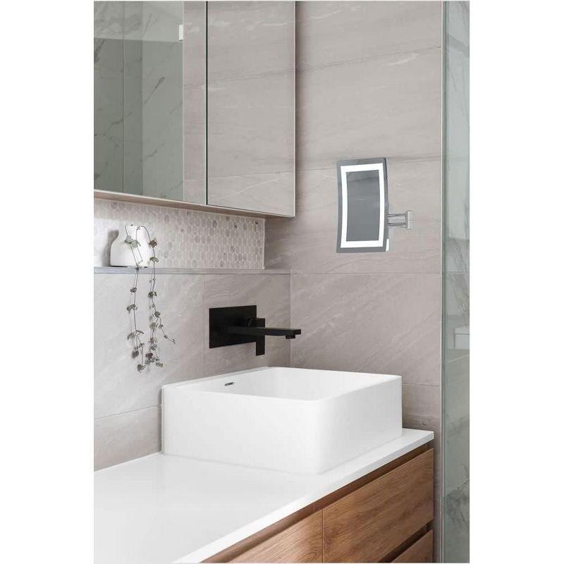 Contemporary Chrome LED Magnifying Wall Mirror with Switchable Light