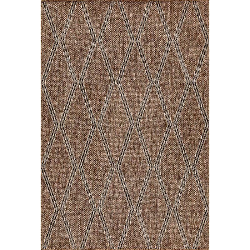 Momeni 6'6"x9' Hampton Ozzy Machine Loomed Indoor/Outdoor Area Rug Natural: Geometric Rectangle, Low Pile Polypropylene