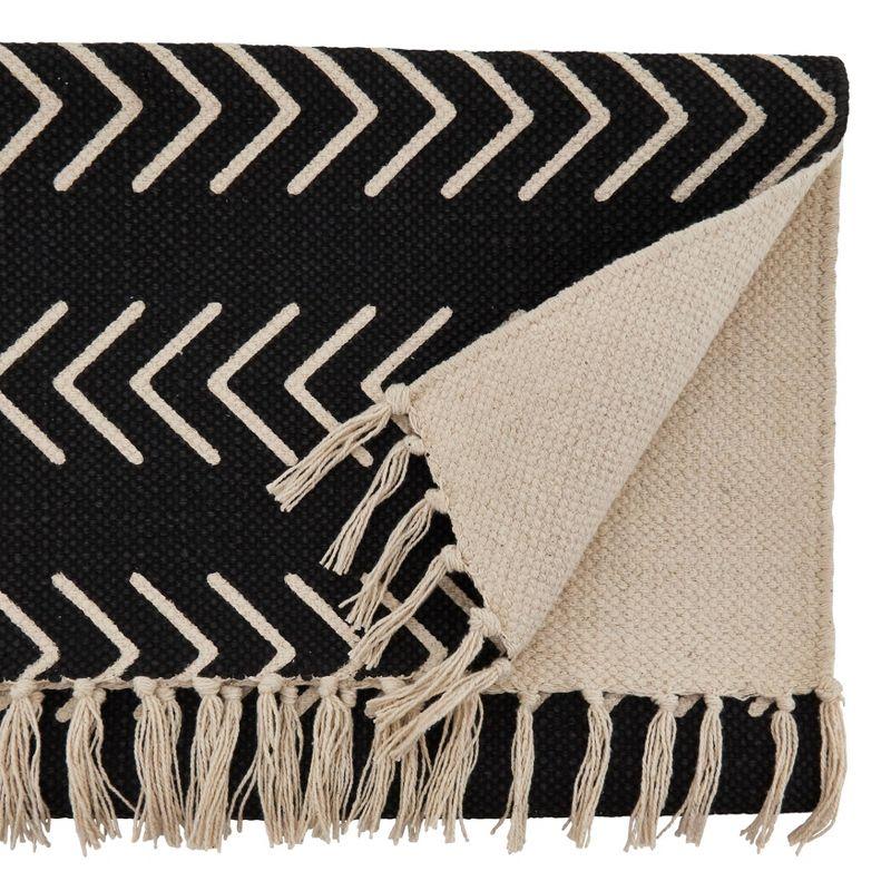 Saro Lifestyle 72"x16" Cotton Chevron Table Runner Black