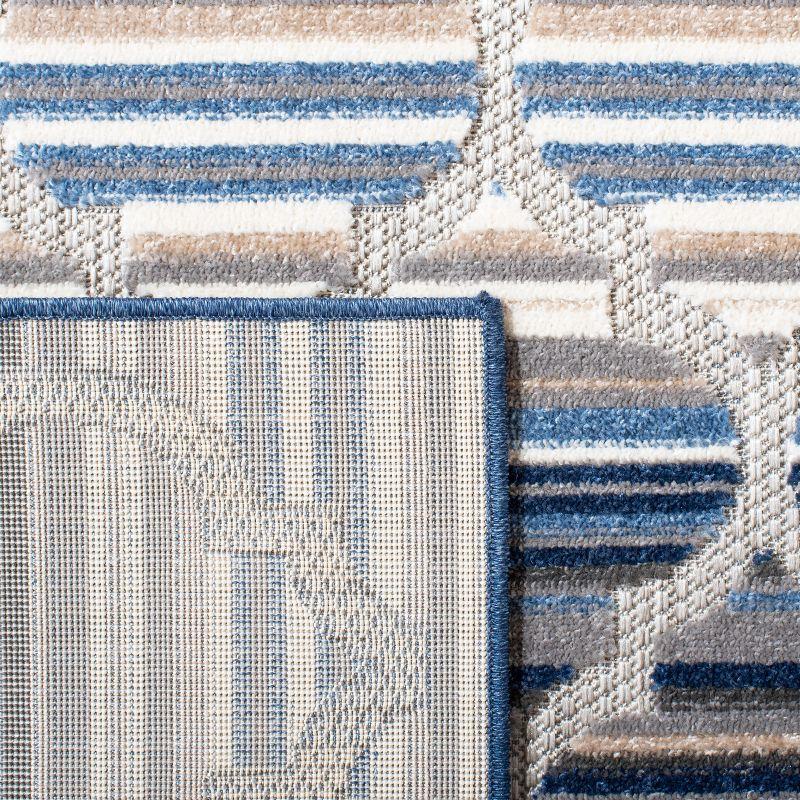 Cabana CBN333 Power Loomed UV Resistant Indoor/Outdoor Accent Rug - Blue/Grey - 3'x3' - Safavieh