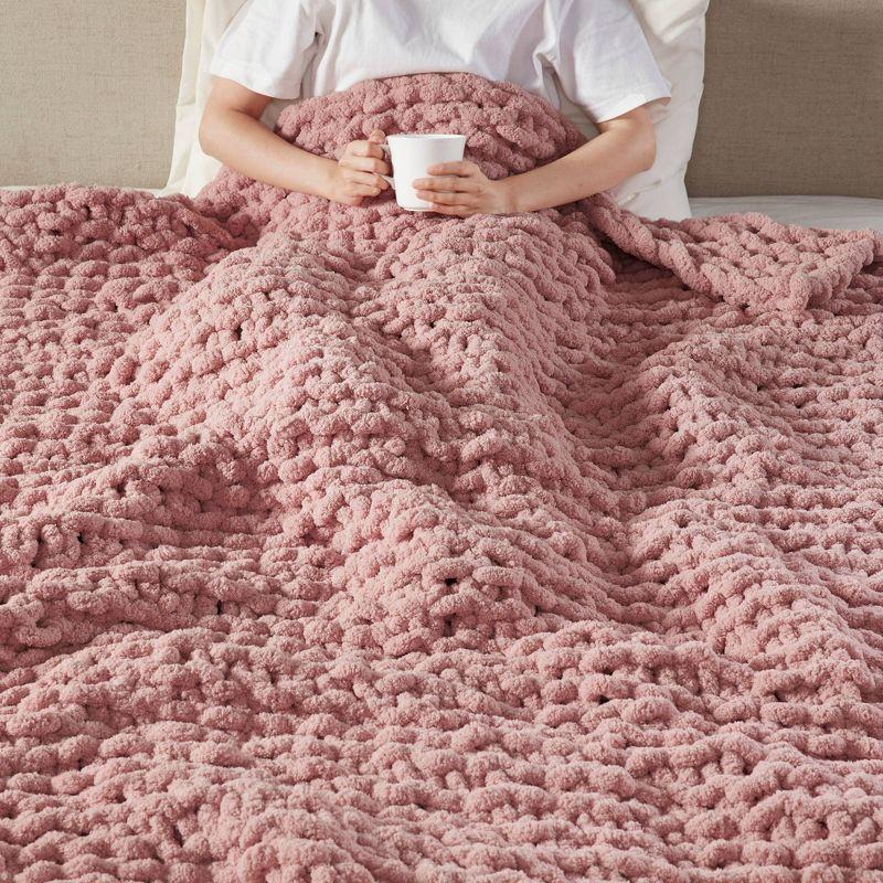 Blush Chenille Luxurious Chunky Knit 50"x60" Throw Blanket