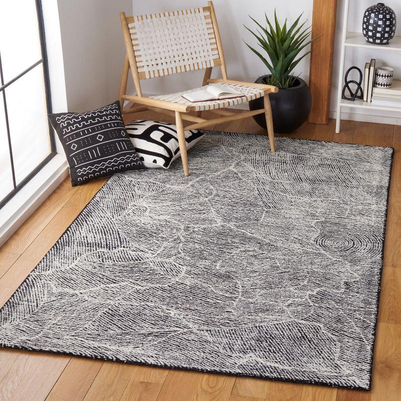 Handmade Black Wool Rectangular Tufted Area Rug