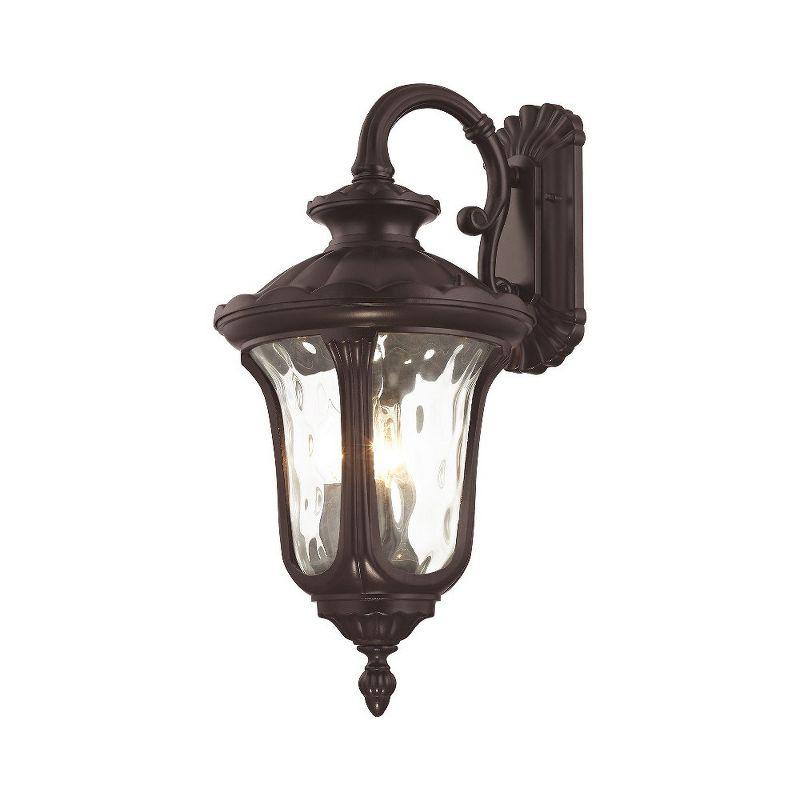 Oxford Elegance Bronze 3-Light Outdoor Wall Lantern with Clear Water Glass