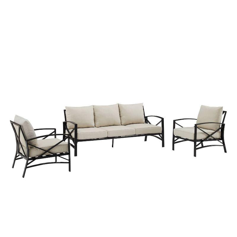 Kaplan 3pc Outdoor Sofa Set with Sofa & 2 Arm Chairs - Oatmeal - Crosley