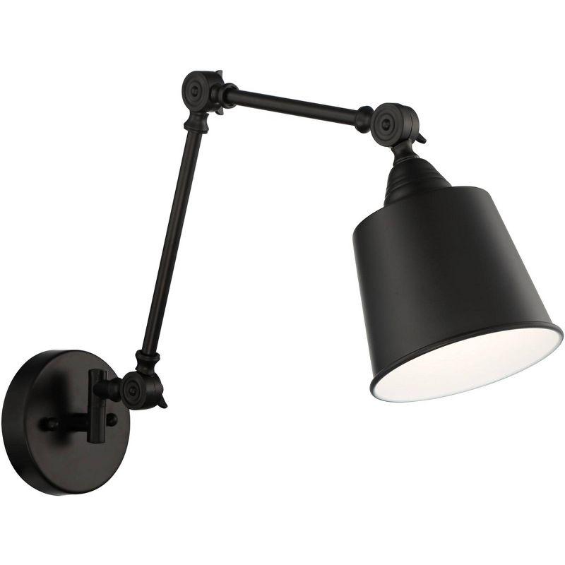 Black Metal Adjustable Swing Arm Wall Lamp