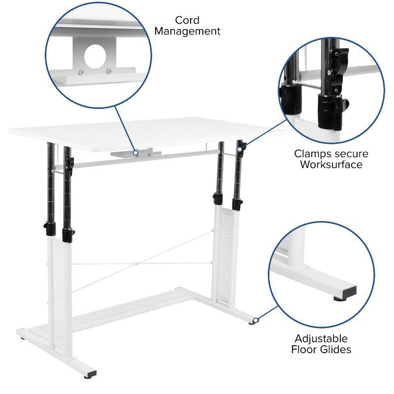 White Adjustable Height Standing Desk with Keyboard Tray