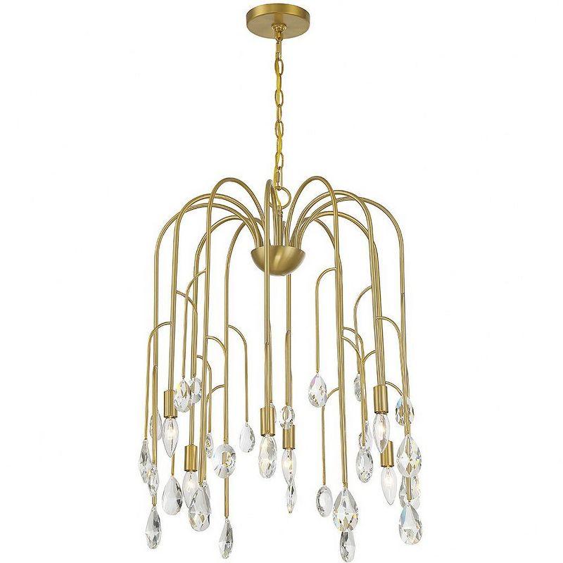 Noble Brass and Crystal 6-Light Candle Chandelier