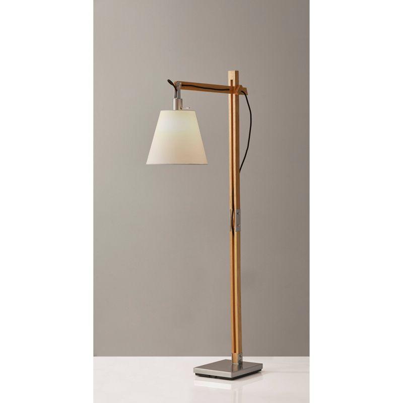 53" x 61" 3-way Walden Floor Lamp Camel - Adesso: Adjustable Wooden Arm, Industrial Style, ETL Listed