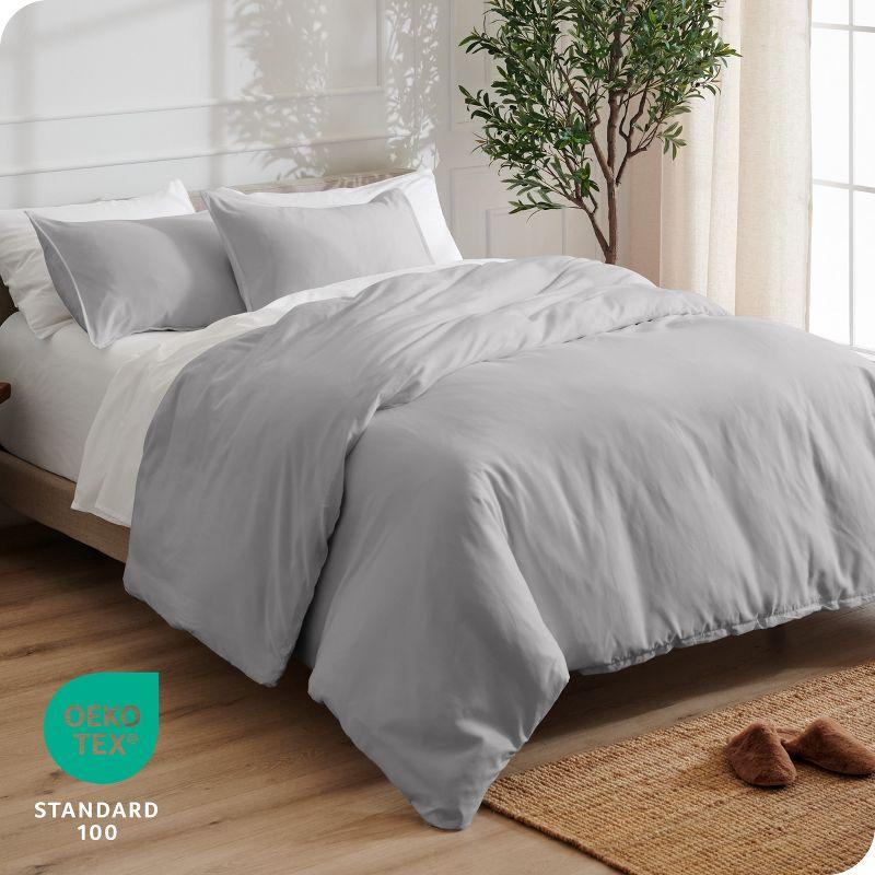 King/Cal King Light Grey Double Brushed Duvet Cover Set by Bare Home
