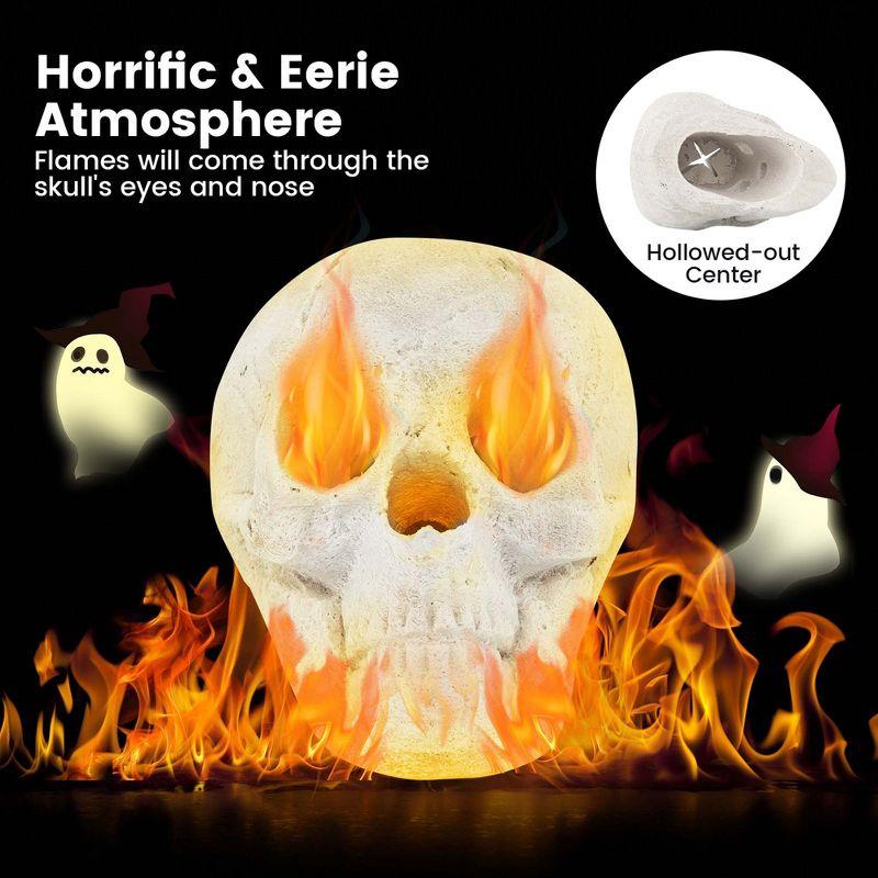 Costway Ceramic Fireproof Fire Pit Skull, Reusable Imitated Human Skull for Gas Beige/Black