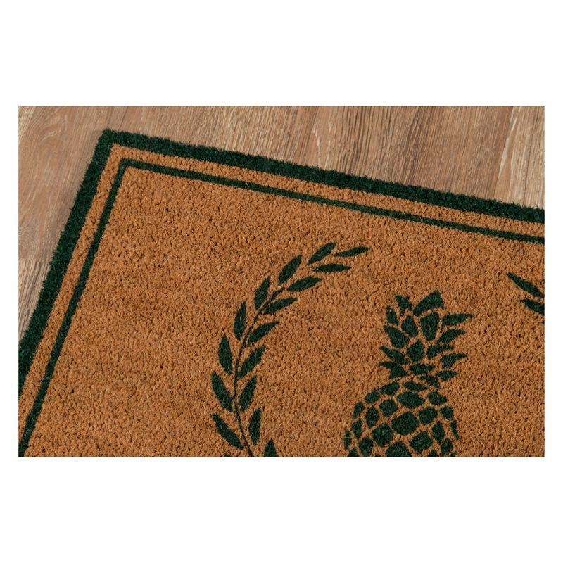 Pineapple Green Hand-Woven Coir Outdoor Doormat 18" x 30"